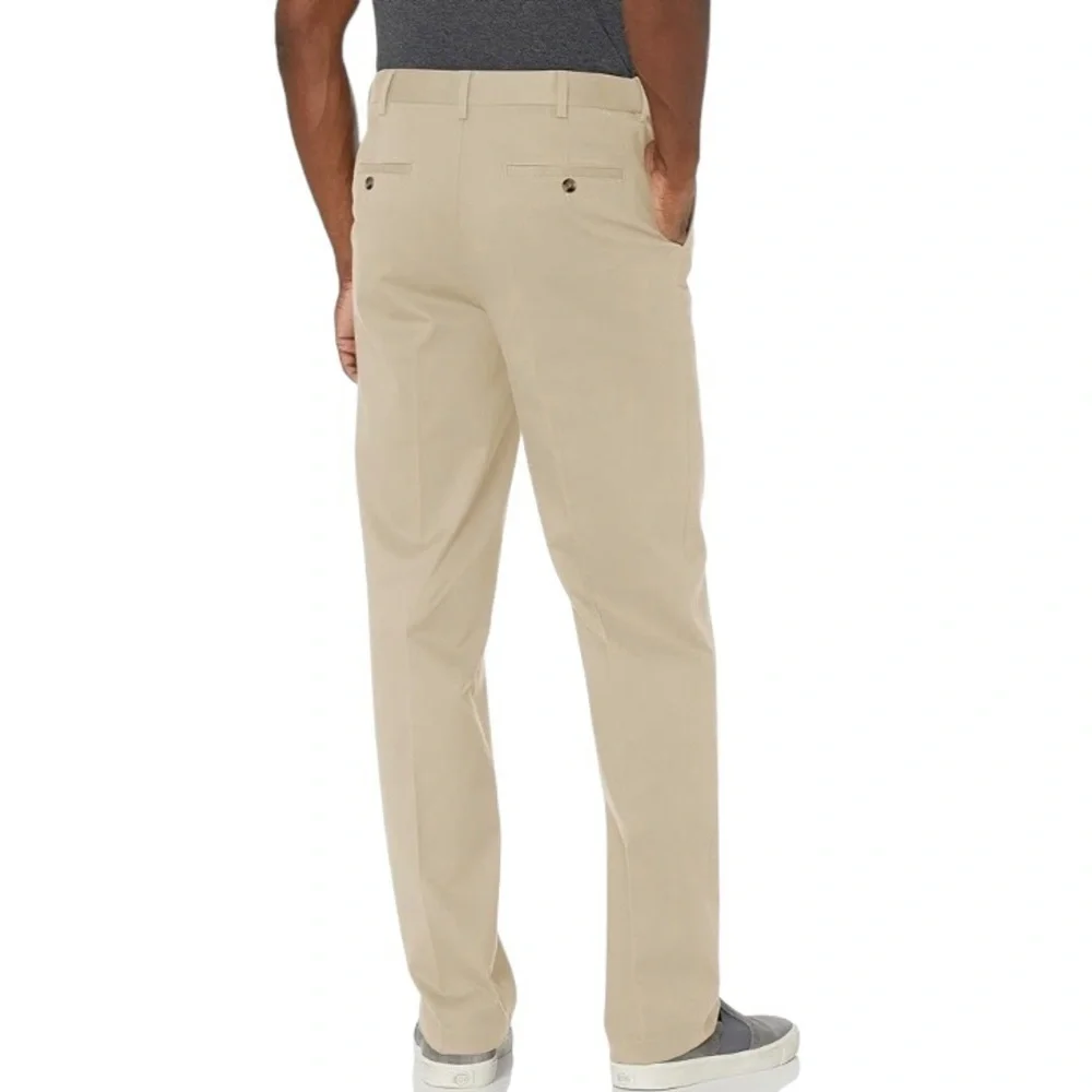 Savane Alabaster Gray Beige Chino Pants 34x30 Flat Front Stretch NWT - Picture 2 of 8